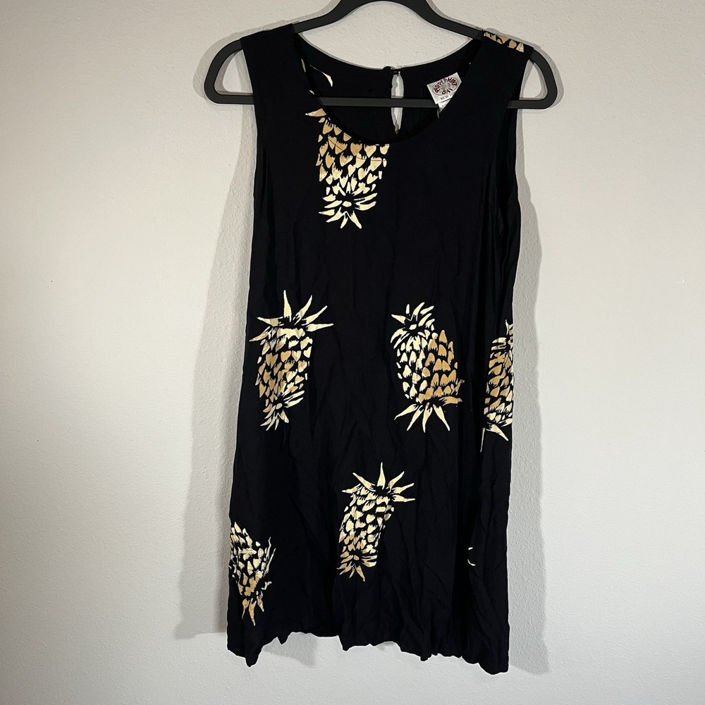 Peppermint Bay Women's S/M Black Pineapple Dress Short Bathing Suit Cover-Up